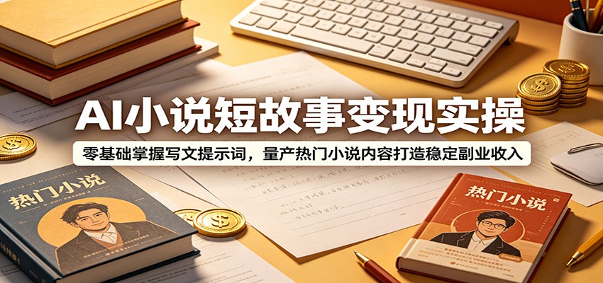 AI小说短故事变现实操：零基础掌握写文提示词，量产热门小说内容打造稳定副业收入-91副业网
