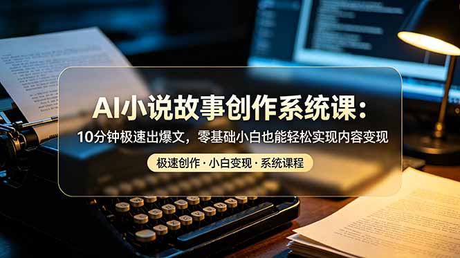 AI小说故事创作系统课：10分钟极速出爆文，零基础小白也能轻松实现内容变现-91副业网