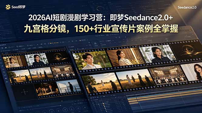 2026AI短剧漫剧学习营：即梦Seedance2.0+九宫格分镜，150+行业宣传片案例全掌握-91副业网