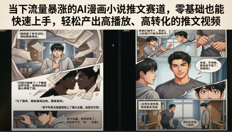 当下流量暴涨的AI漫画小说推文赛道，零基础也能快速上手，轻松产出高播放、高转化的推文视频-91副业网