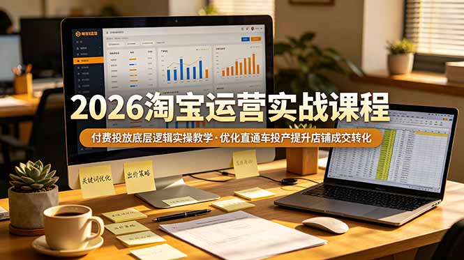 2026 淘宝运营实战课程，付费投放底层逻辑实操教学，优化直通车投产提升店铺成交转化-91副业网