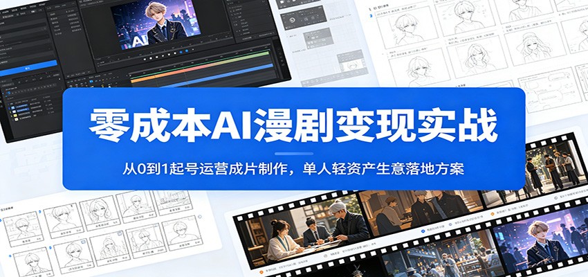 零成本AI漫剧变现实战：从0到1起号运营成片制作，单人轻资产生意落地方案-91副业网