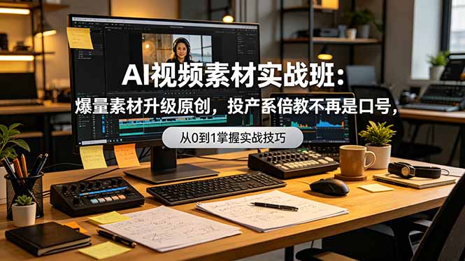 AI视频素材实战班：爆量素材升级原创，投产翻倍不再是口号，0-1系统教学实战落地-91副业网