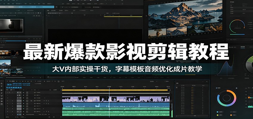 最新爆款影视剪辑教程：大V内部实操干货，字幕模板音频优化成片教学-91副业网