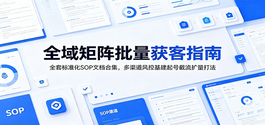 全域矩阵批量获客指南：全套标准化SOP文档合集，多渠道风控基建起号截流扩量打法-91副业网