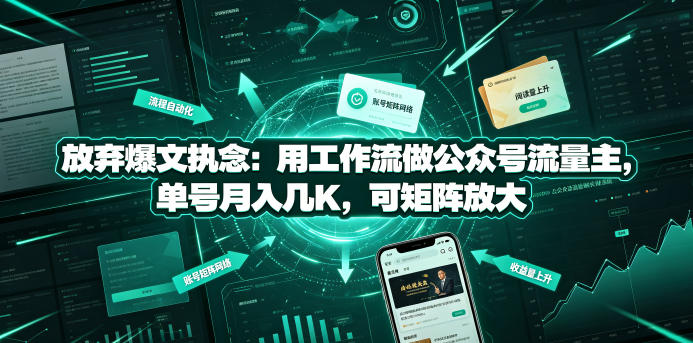 放弃爆文执念：用工作流做公众号流量主，单号月入几K，可矩阵放大-91副业网