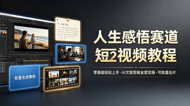 人生感悟赛道短视频教程，零基础轻松上手，AI文案剪辑全套实操可批量出片-91副业网