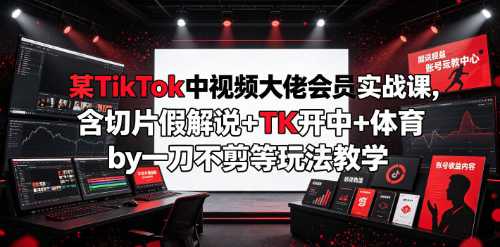 某TikTok中视频大佬会员实战课，含切片假解说+TK开中+体育by一刀不剪等玩法教学-91副业网