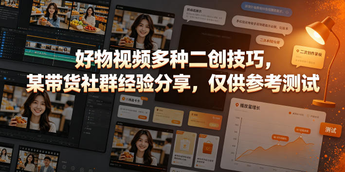 好物视频多种二创技巧，某带货社群经验分享，仅供参考测试-91副业网