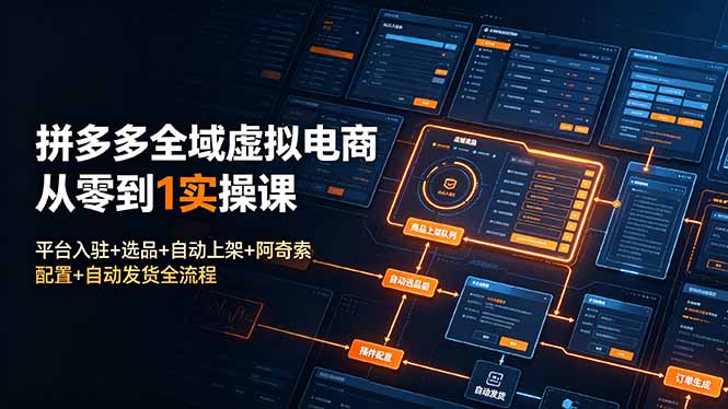 拼多多全域虚拟电商从零到1实操课：平台入驻+选品+自动上架+阿奇索配置+自动发货全流程-91副业网