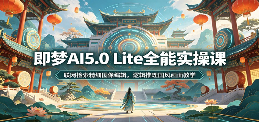 即梦AI5.0 Lite全能实操课:联网检索精细图像编辑,逻辑推理国风画面教学-91副业网