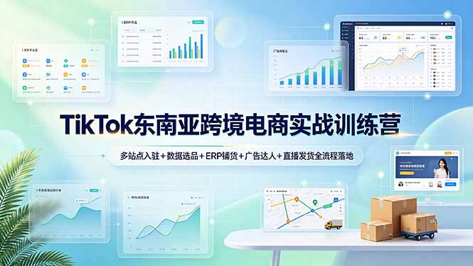 TikTok东南亚跨境电商实战训练营：多站点入驻+数据选品+ERP铺货+广告达人+直播发货全流程落地-91副业网