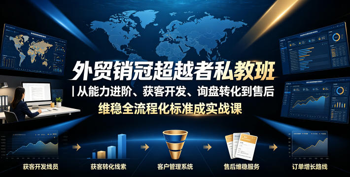 外贸销冠超越者私教班|从能力进阶、获客开发、询盘转化到售后维稳全流程标准化成交实战课-91副业网