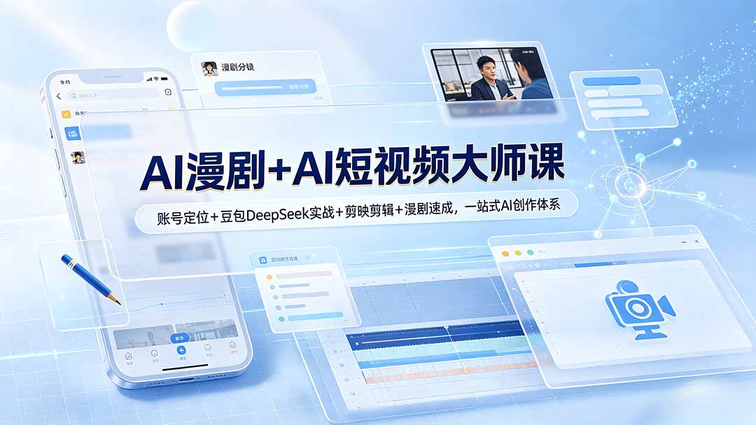 AI漫剧+AI短视频大师课:账号定位+豆包DeepSeek实战+剪映剪辑+漫剧速成,一站式AI创作体系-91副业网