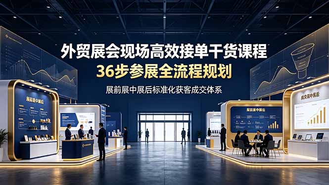 外贸展会现场高效接单干货课程，36步参展全流程规划，展前展中展后标准化获客成交体系-91副业网
