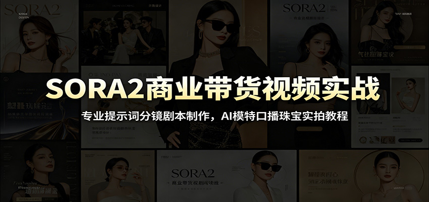 SORA2商业带货视频实战：专业提示词分镜剧本制作，AI模特口播珠宝实拍教程-91副业网