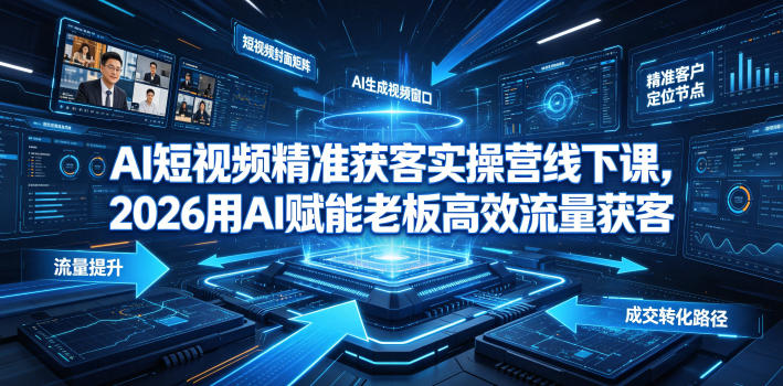 AI短视频精准获客实操营6月10-14号线下课,2026用AI赋能老板高效流量获客-91副业网