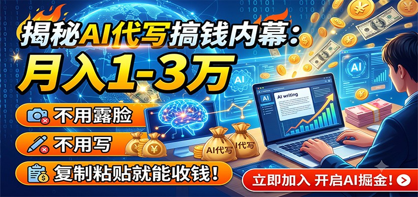 揭秘AI代写搞钱内幕:月入1-3万,不用露脸不用写,复制粘贴就能收钱!-91副业网