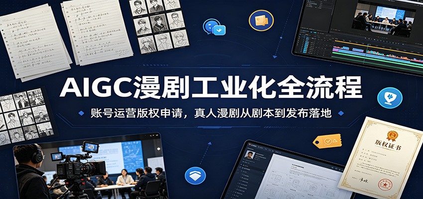 AIGC漫剧工业化全流程：账号运营版权申请，真人漫剧从剧本到发布落地-91副业网