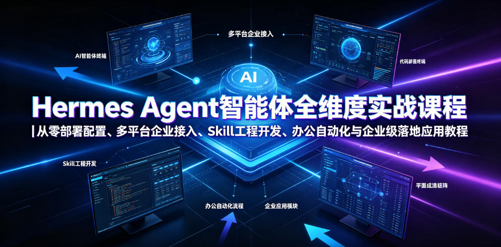 Hermes Agent智能体全维度实战课程|从零部署配置、多平台企业接入、Skill工程开发、办公自动化与企业级落地应用教程-91副业网