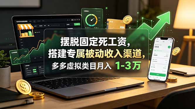 摆脱固定死工资，搭建专属被动收入渠道，多多虚拟类目月入 1-3 万-91副业网
