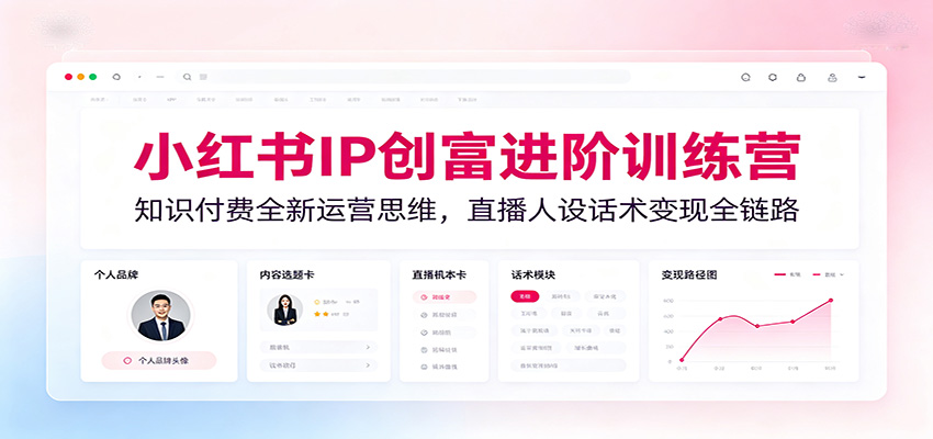 小红书IP创富进阶训练营：知识付费全新运营思维，直播人设话术变现全链路-91副业网