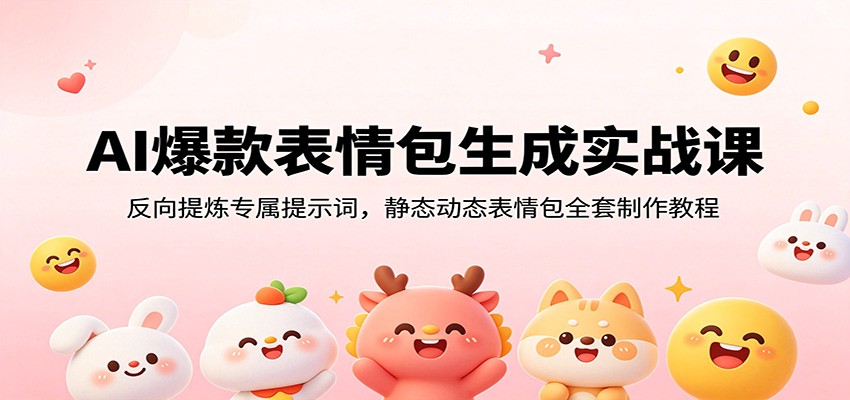 AI爆款表情包生成实战课：反向提炼专属提示词，静态动态表情包全套制作教程-91副业网