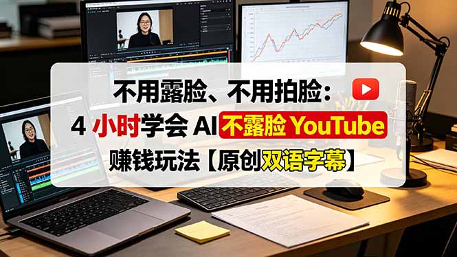不用露脸、不用拍脸：4 小时学会 AI 不露脸 YouTube 赚钱玩法【原创双语字幕】-91副业网