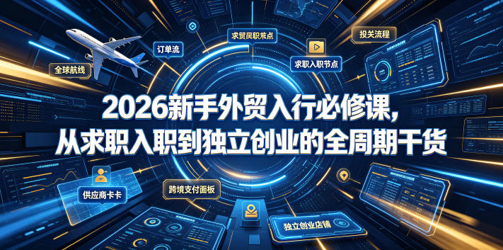 2026新手外贸入行必修课，从求职入职到独立创业的全周期干货-91副业网