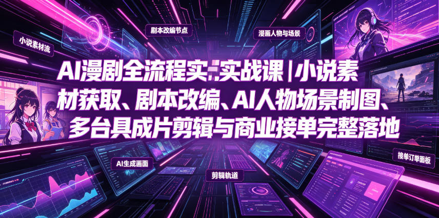 AI漫剧全流程实战课|小说素材获取、剧本改编、AI人物场景制图、多工具成片剪辑、平台付费变现与商业接单完整落地-91副业网
