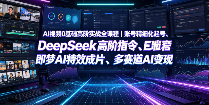 AI视频0基础高阶实战全课程｜账号精细化起号、DeepSeek高阶指令、即梦AI特效成片、多赛道AI短视频量产变现-91副业网