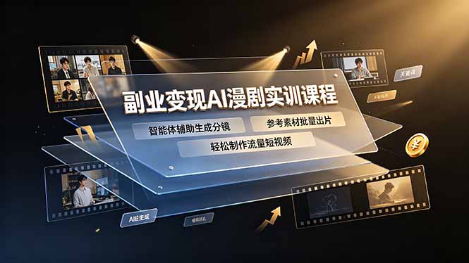 副业变现AI漫剧实训课程，智能体辅助生成分镜，参考素材批量出片，轻松制作流量短视频-91副业网