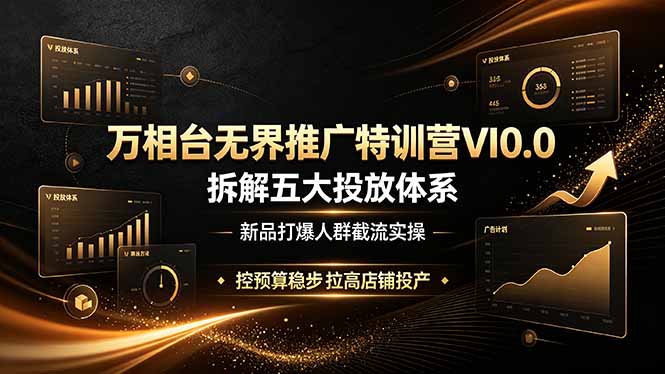 万相台无界推广特训营VI0.0,拆解五大投放体系,新品打爆人群截流实操,控预算稳步拉高店铺投产-91副业网