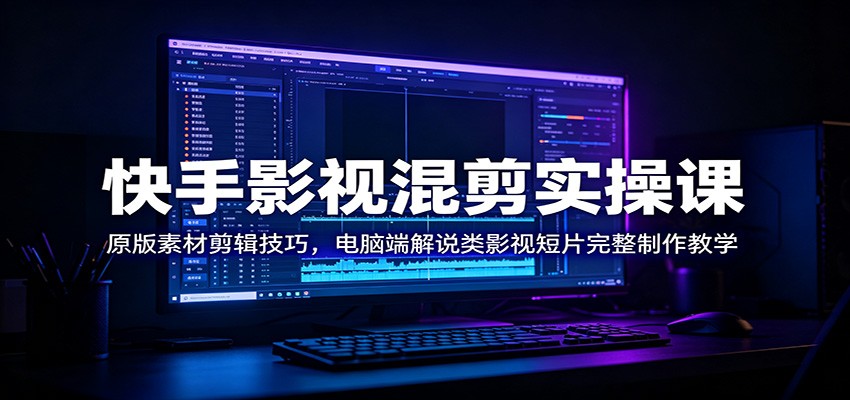快手影视混剪实操课:原版素材剪辑技巧,电脑端解说类影视短片完整制作教学-91副业网