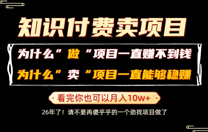 普通人为什么能够靠卖项目轻松月入10W+,而做项目却容易成炮灰,卖项目为什么能够稳賺不赔?【揭秘】-91副业网