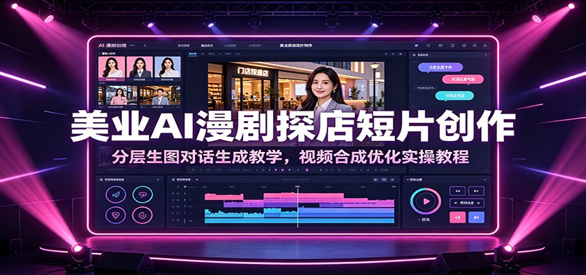 美业AI漫剧探店短片创作：分层生图对话生成教学，视频合成优化实操教程-91副业网