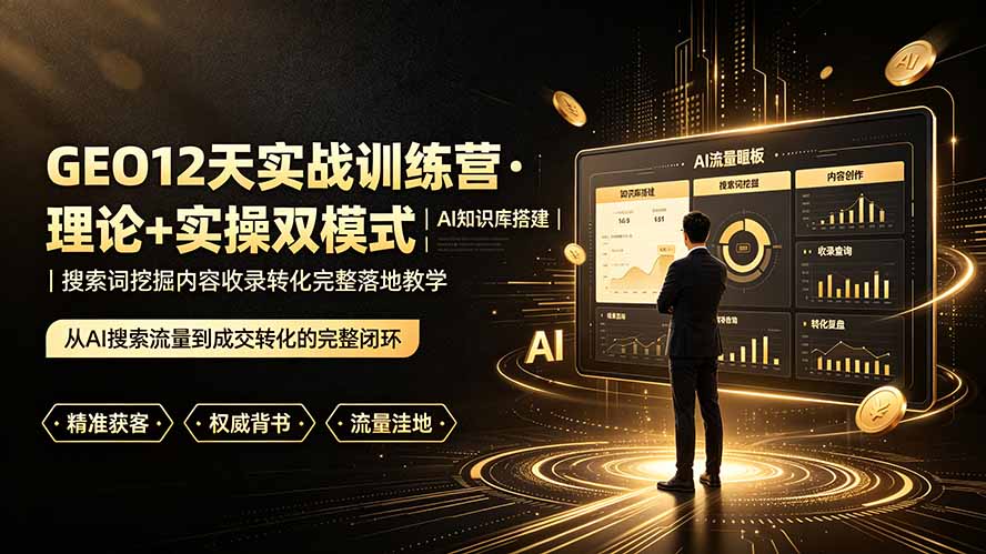GEO12天实战训练营·理论+实操双模式｜AI知识库搭建｜搜索词挖掘内容收录转化完整落地教学-91副业网