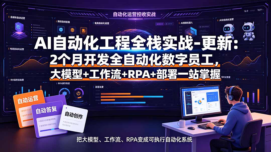 AI自动化工程全栈实战-更新：2个月开发全自动化数字员工，大模型+工作流+RPA+部署一站式掌握-91副业网