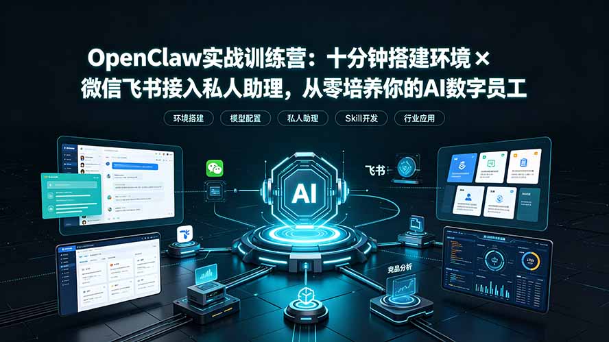 OpenClaw实战特训营：十分钟搭建环境×微信飞书接入私人助理，从零培养你的AI数字员工-91副业网