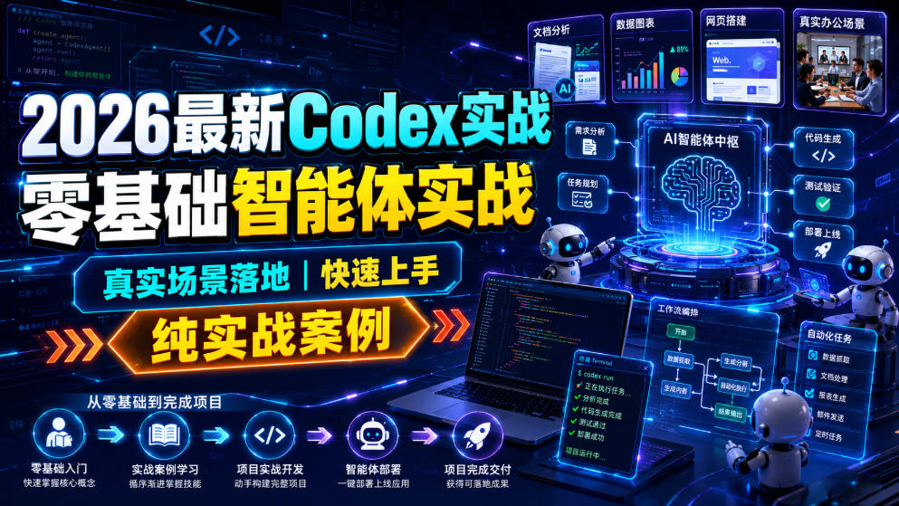 2026最新Codex实战零基础智能体实战，真实场景落地，快速上手，纯实战案例-91副业网