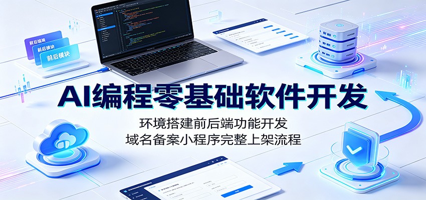 AI编程零基础软件开发:环境搭建前后端功能开发,域名备案小程序完整上架流程-91副业网