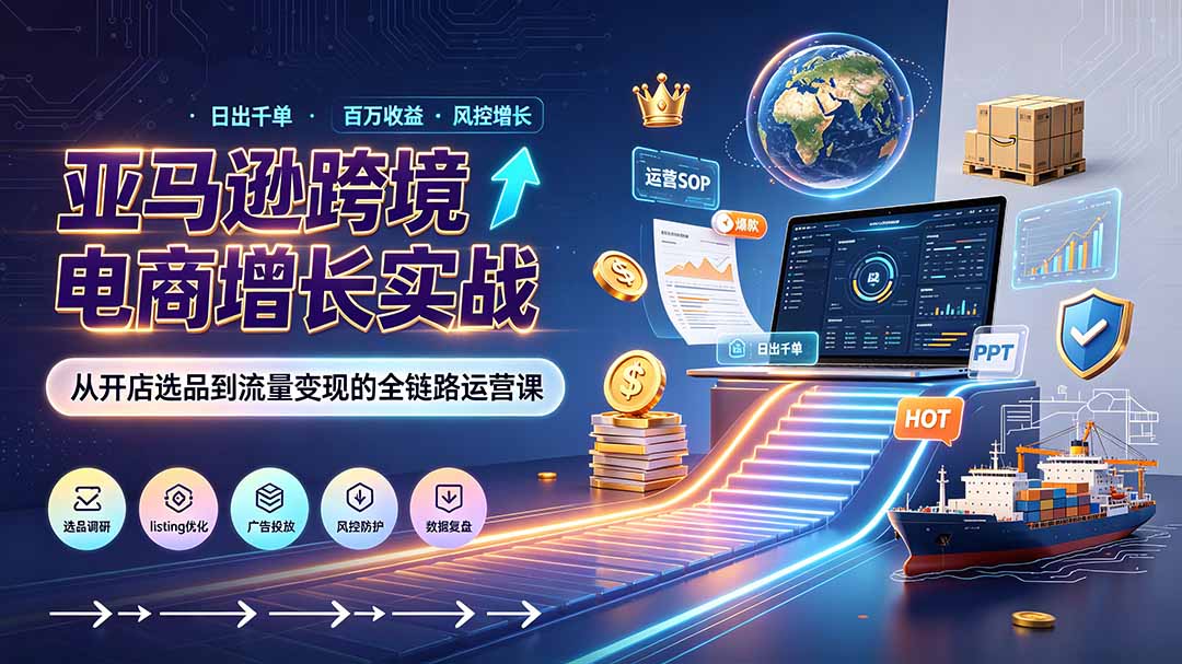 亚马逊0-1孵化特训营8期：从注册风控到稳定日出千单实战，规避审核封店风险，标准化执行流程落地-91副业网