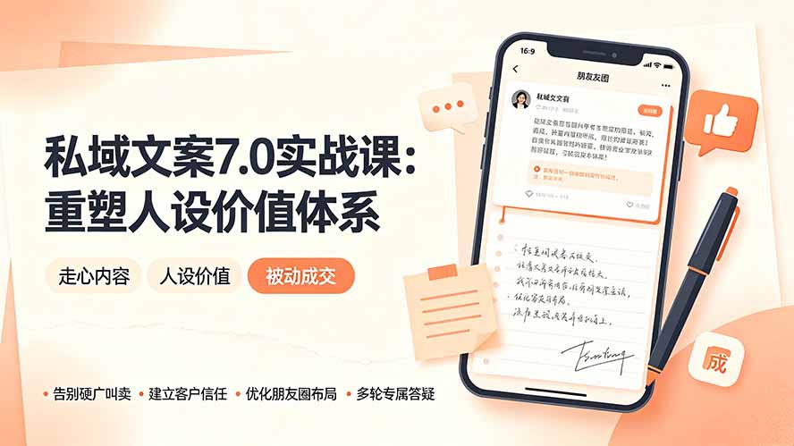 私域文案实战课7.0：重塑人设价值体系｜-告别硬广推销×走心内容×自我价值塑造，实现被动成交-91副业网