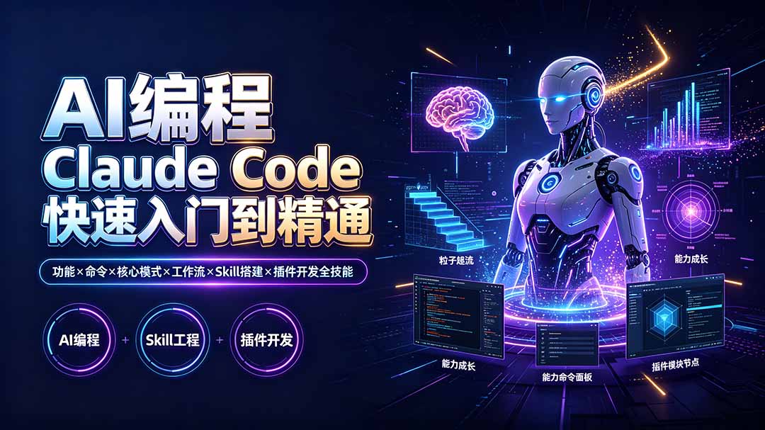 AI编程 Claude Code快速入门到精通：功能×命令×核心模式×工作流×Skill搭建×插件开发全技能-91副业网