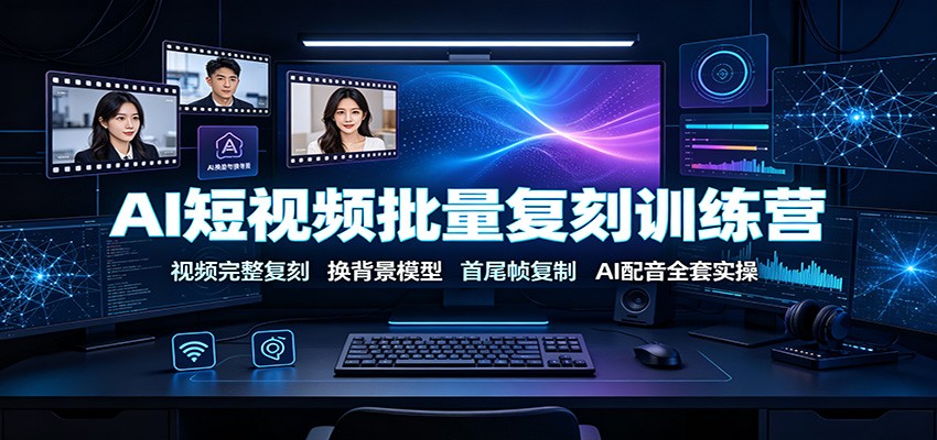 AI短视频批量复刻训练营：视频完整复刻，换背景模型、首尾帧复制、AI配音全套实操-91副业网