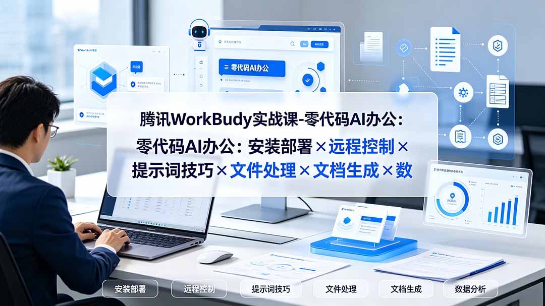 腾讯WorkBuddy实战课-零代码AI办公:安装部署×远程控制×提示词技巧×文件处理×文档生成×数据分析-91副业网