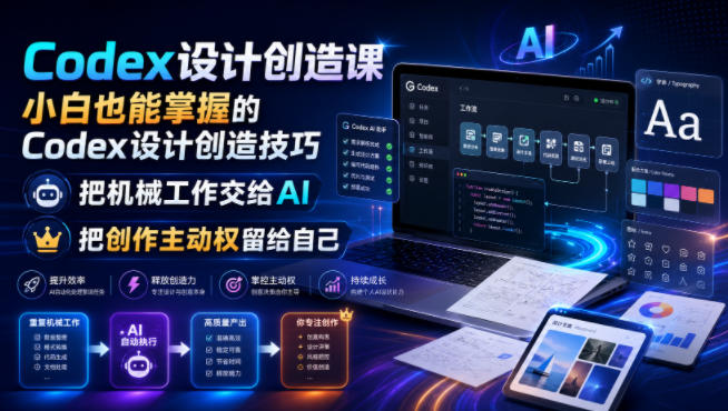 Codex设计创造课,小白也能掌握的Codex设计创造技巧,把机械工作交给AI,把创作主动权留给自己-91副业网