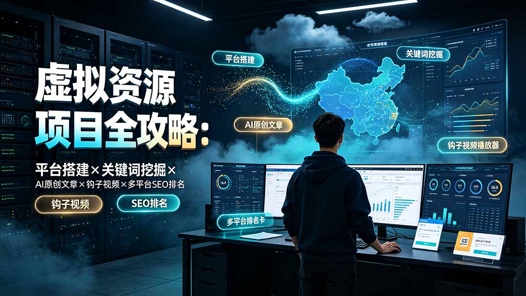 虚拟资源项目全攻略：平台搭建×关键词挖掘×AI原创文章×钩子视频×多平台SEO排名-91副业网