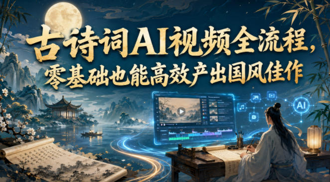 古诗词AI视频全流程，零基础也能高效产出国风佳作-91副业网