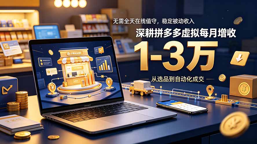 无需全天在线值守,稳定被动收入,深耕拼多多虚拟每月增收 1-3 万-91副业网